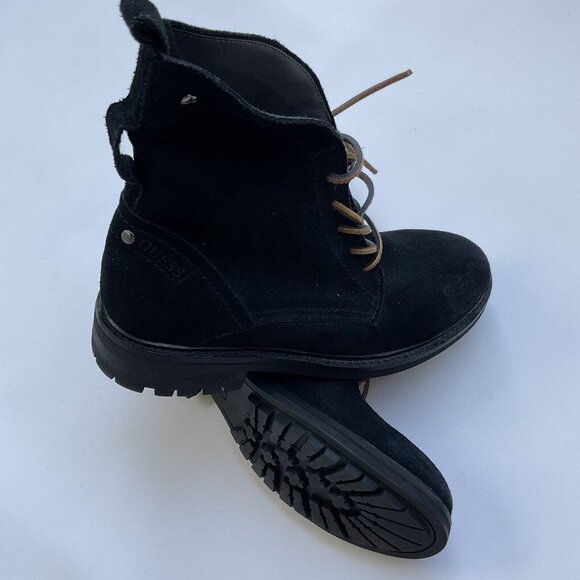$99 G By Guess Men\'s Trenton Faux Leather And Canvas Ankle Black Boots Size 8 main image 13